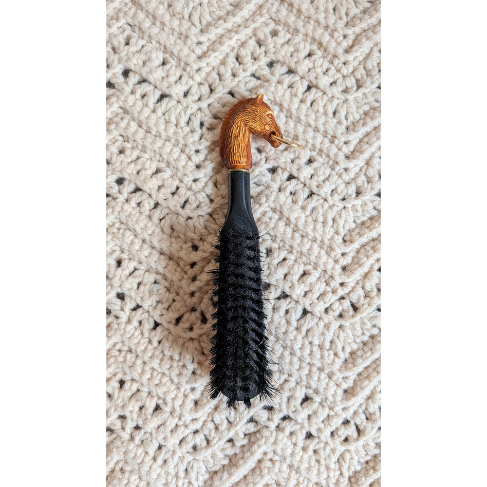 Vintage Horse Head Clothes Brush Equestrian Grooming‎ Tool Japan Gold Ring Bit